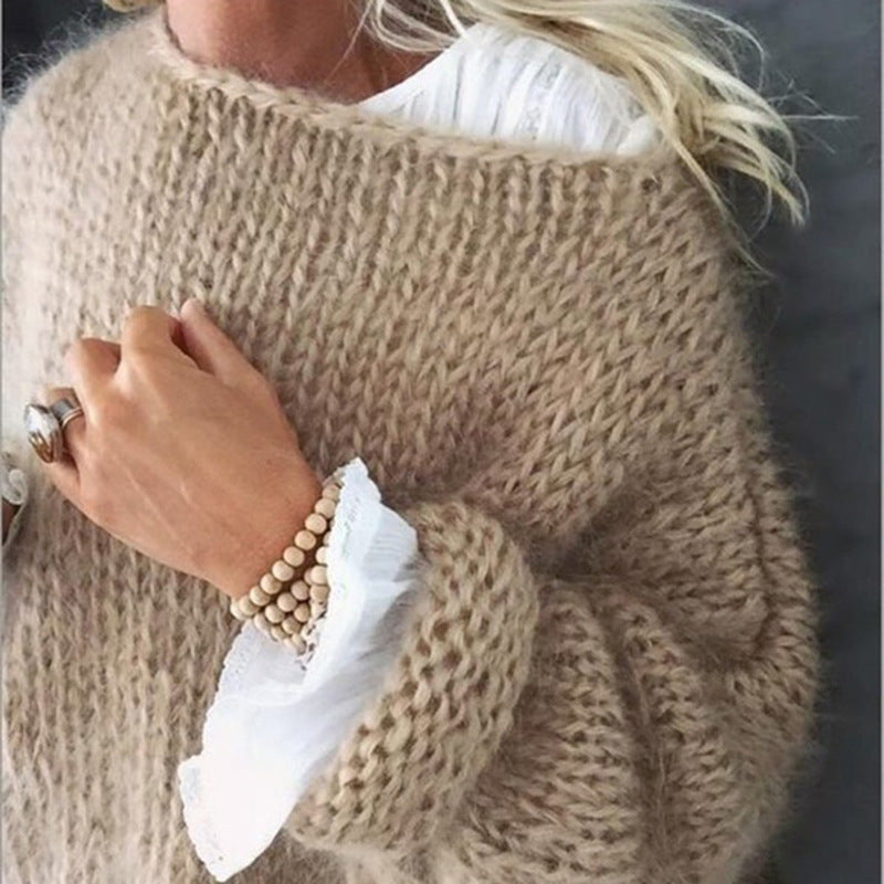 Flauschiger Oversize-Pullover mit langen Ärmeln – Produktansicht 3