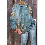 Bluse mit Volantärmeln und V-Ausschnitt – Produktansicht 4