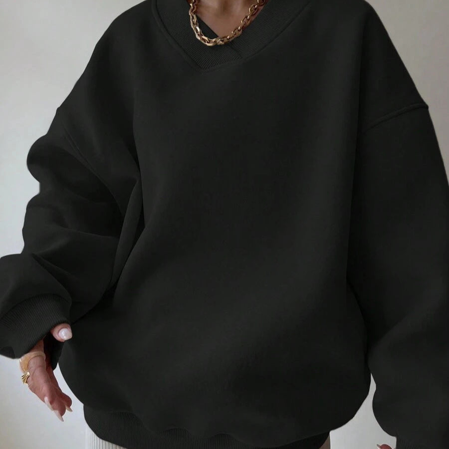 Unifarbener Pullover mit Rundhalsausschnitt – Produktansicht 6