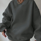 Unifarbener Pullover mit Rundhalsausschnitt – Produktansicht 10