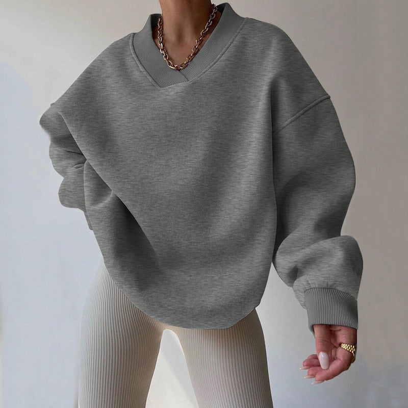 Unifarbener Pullover mit Rundhalsausschnitt – Produktansicht 1