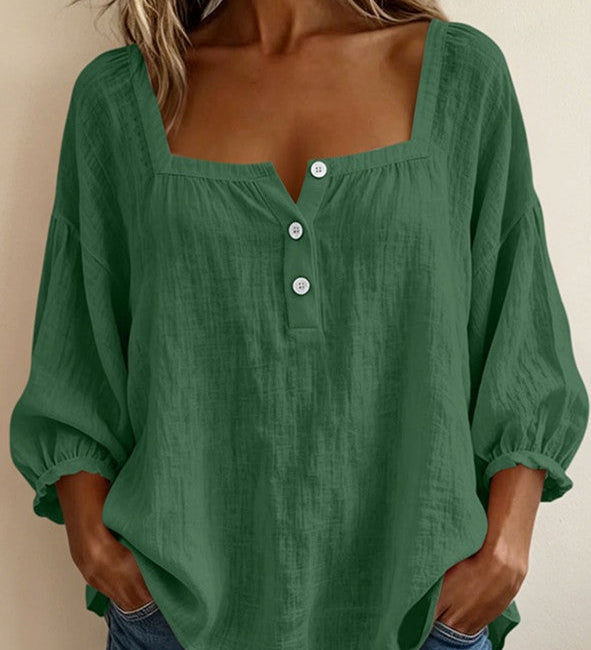 Bluse mit quadratischem Ausschnitt und 3/4-Ärmeln – Produktansicht 8