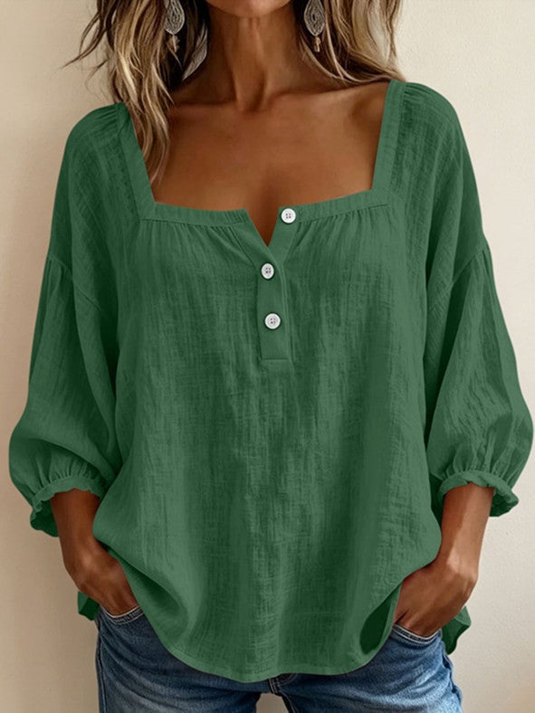 Bluse mit quadratischem Ausschnitt und 3/4-Ärmeln – Produktansicht 8