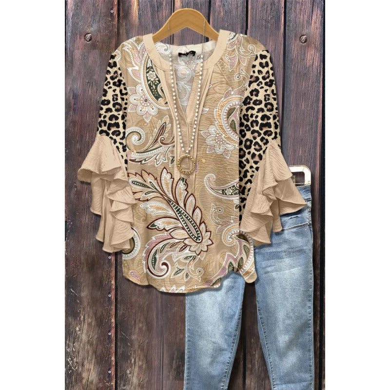 Bluse mit Volantärmeln und V-Ausschnitt – Produktansicht 5