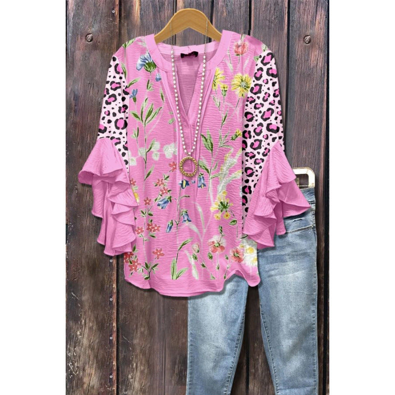 Bluse mit Volantärmeln und V-Ausschnitt – Produktansicht 12