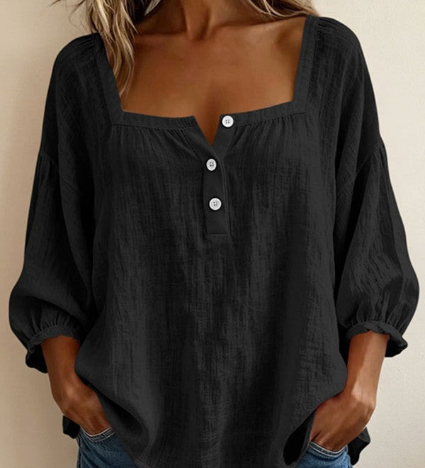 Bluse mit quadratischem Ausschnitt und 3/4-Ärmeln – Produktansicht 9