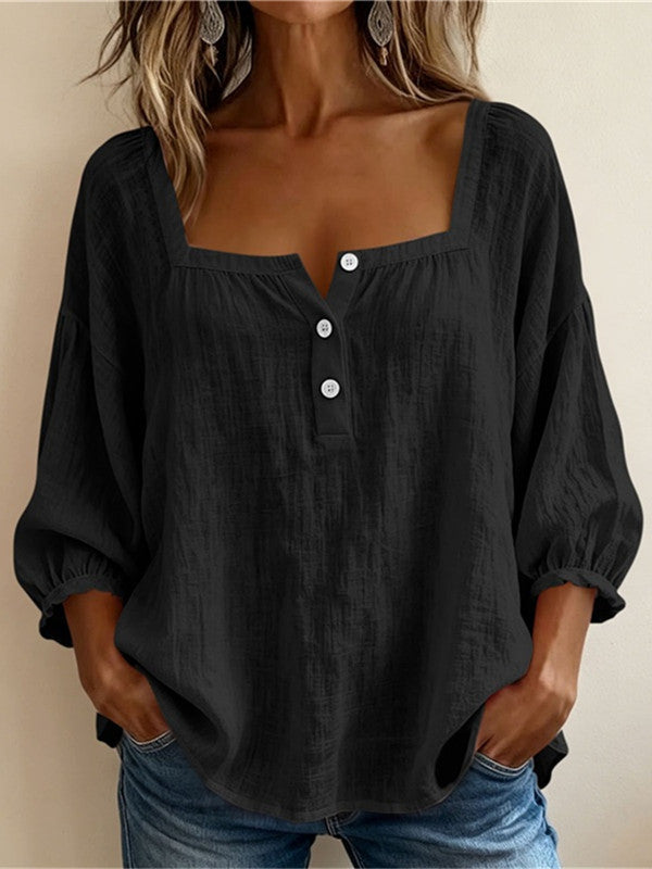 Bluse mit quadratischem Ausschnitt und 3/4-Ärmeln – Produktansicht 9