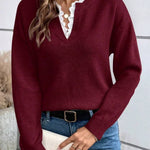 Eleganter Pullover mit V-Ausschnitt – Produktansicht 7