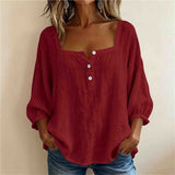 Bluse mit quadratischem Ausschnitt und 3/4-Ärmeln – Produktansicht 11