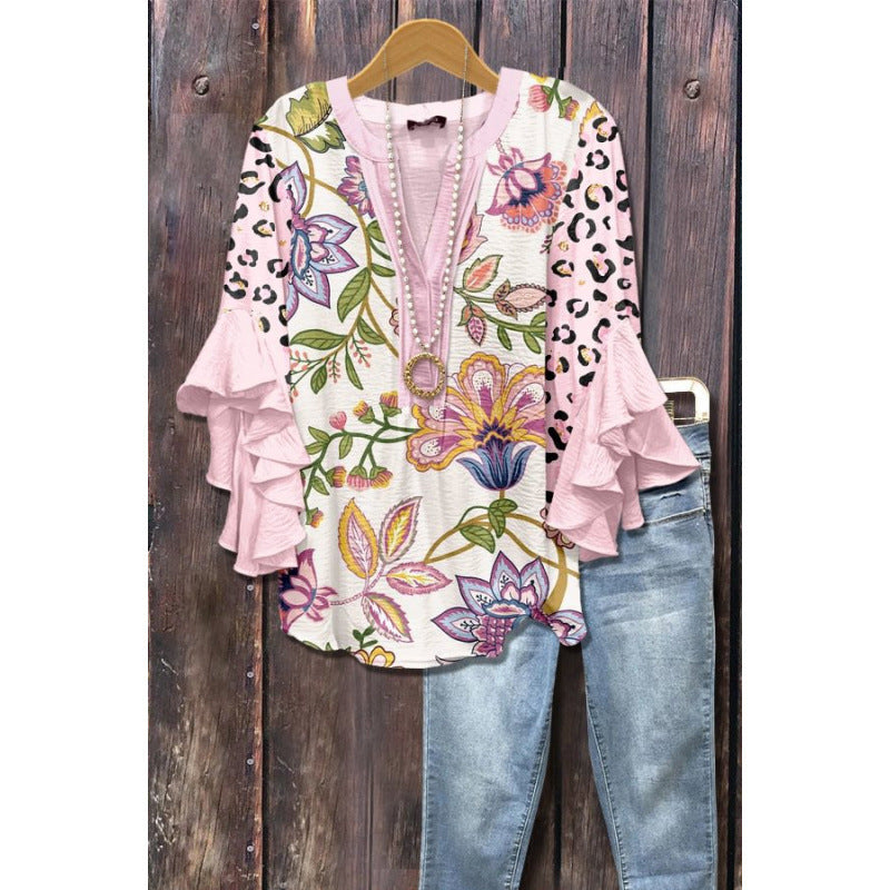 Bluse mit Volantärmeln und V-Ausschnitt – Produktansicht 18