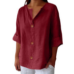 Bluse mit V-Ausschnitt und Holzknöpfen – Produktansicht 15