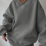 Unifarbener Pullover mit Rundhalsausschnitt – Produktansicht 11