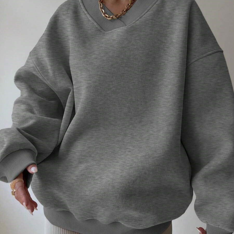 Unifarbener Pullover mit Rundhalsausschnitt – Produktansicht 11