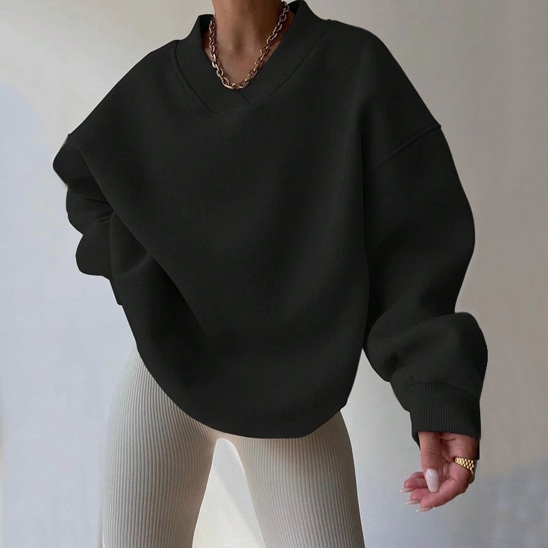 Unifarbener Pullover mit Rundhalsausschnitt – Produktansicht 4