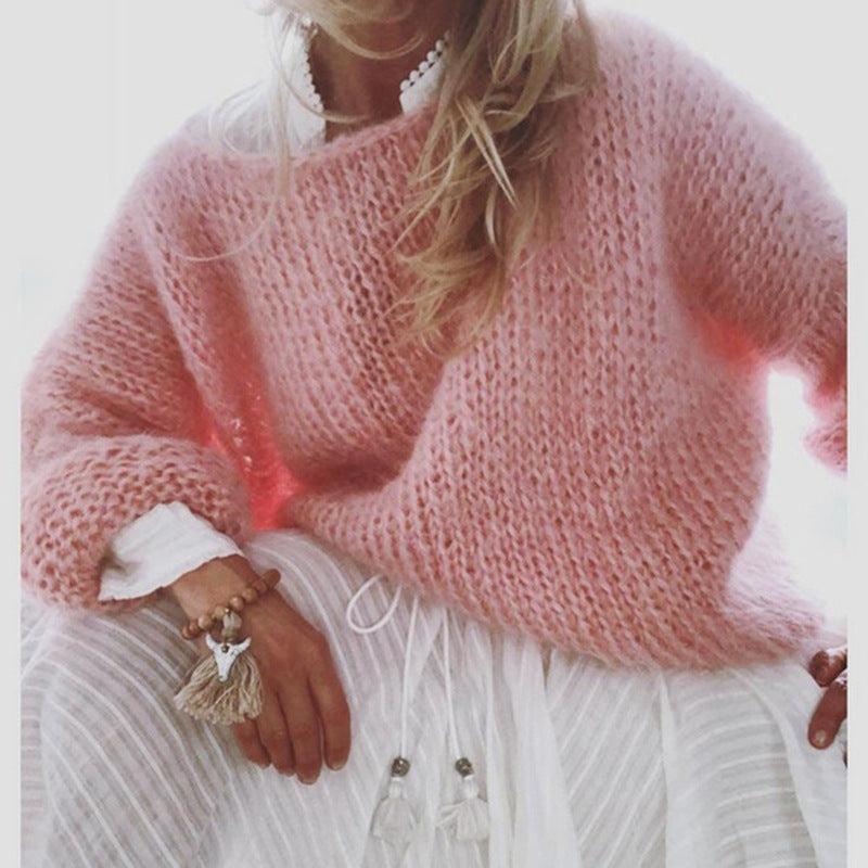 Flauschiger Oversize-Pullover mit langen Ärmeln – Produktansicht 5