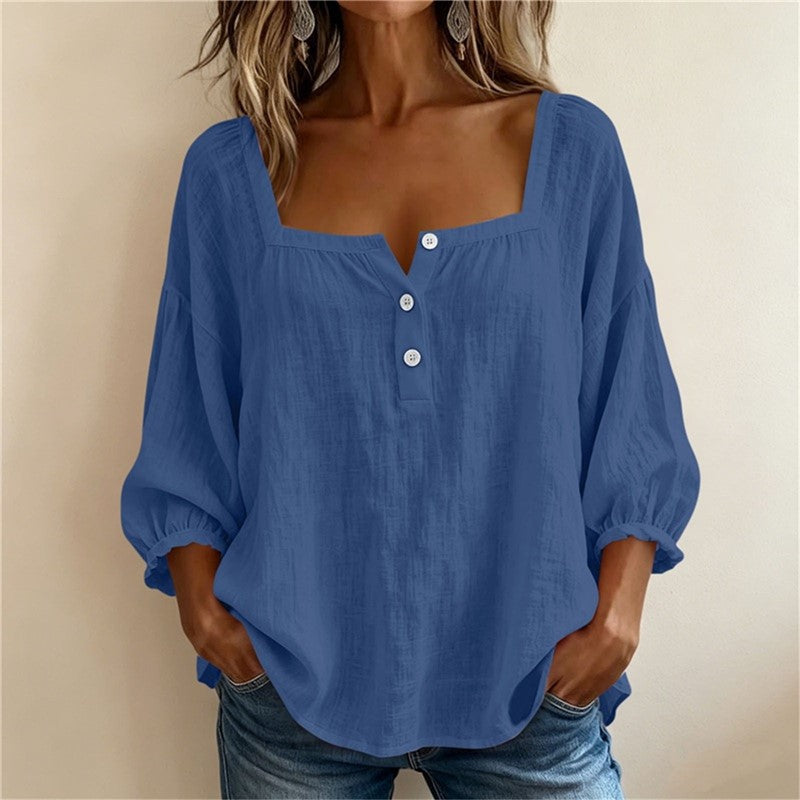 Bluse mit quadratischem Ausschnitt und 3/4-Ärmeln – Produktansicht 10