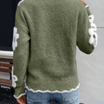 Weicher Pullover mit floralem Strickmuster – Produktansicht 8