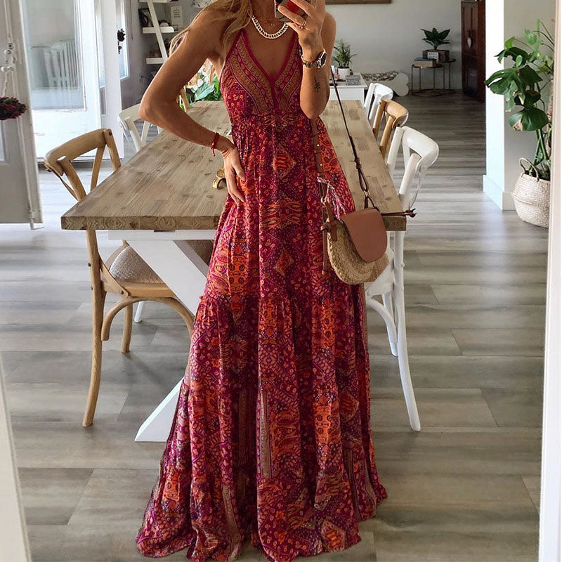 Bequemes, ärmelloses Boho-Kleid – Produktansicht 5