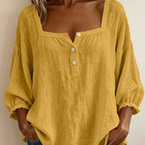 Bluse mit quadratischem Ausschnitt und 3/4-Ärmeln – Produktansicht 12