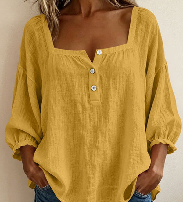 Bluse mit quadratischem Ausschnitt und 3/4-Ärmeln – Produktansicht 12