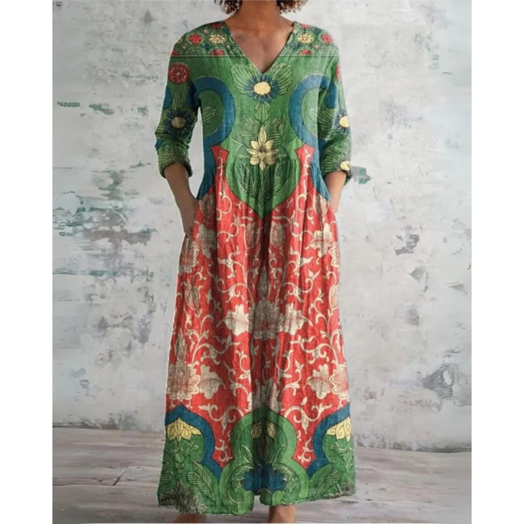 Bequemes Maxikleid im Vintage-Blumenmuster – Produktansicht 1