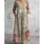 Bequemes Maxikleid im Vintage-Blumenmuster – Produktansicht 3
