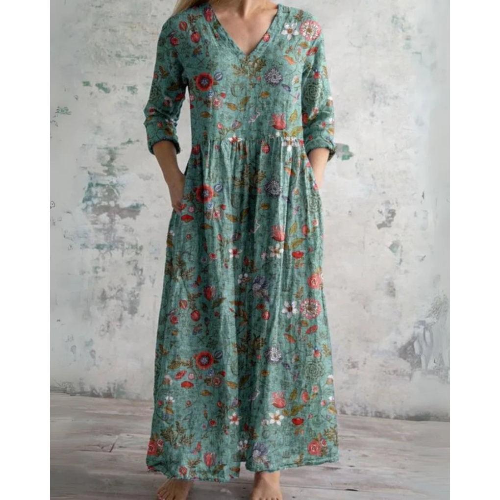 Bequemes Maxikleid im Vintage-Blumenmuster – Produktansicht 4