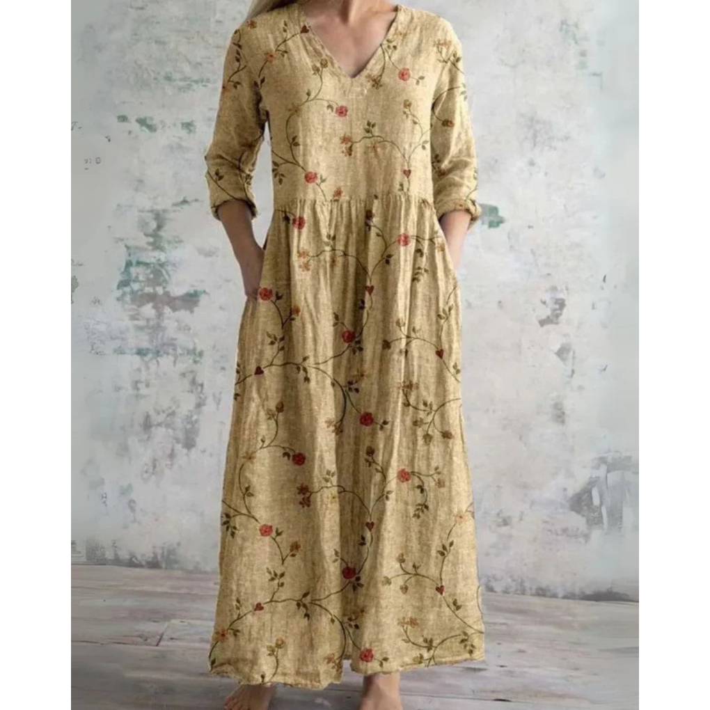 Bequemes Maxikleid im Vintage-Blumenmuster – Produktansicht 5