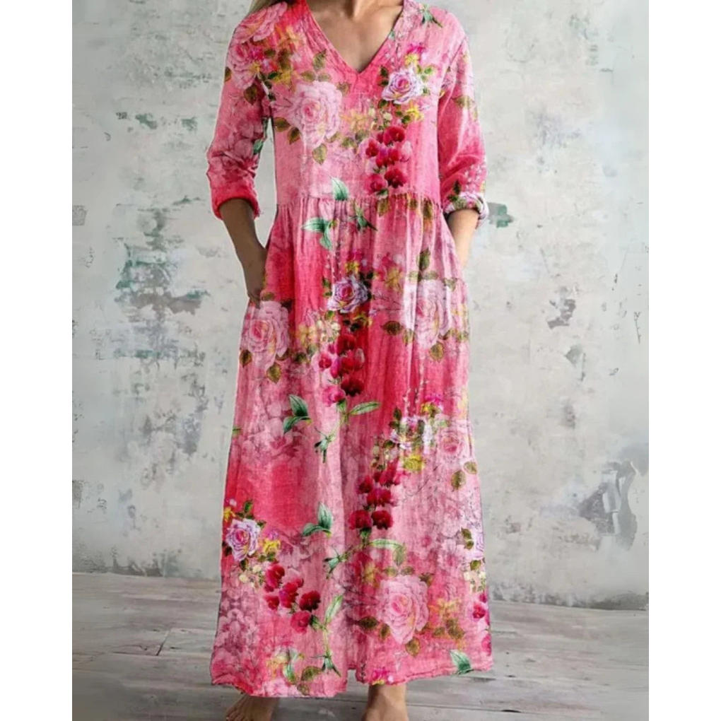Bequemes Maxikleid im Vintage-Blumenmuster – Produktansicht 6