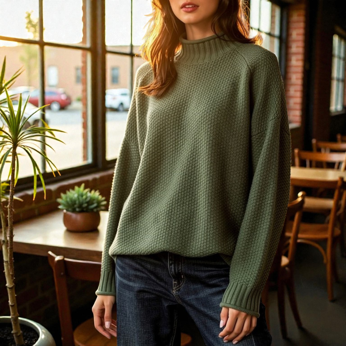 Gerippter Rollkragenpullover aus dicker Maschenware – Produktansicht 4