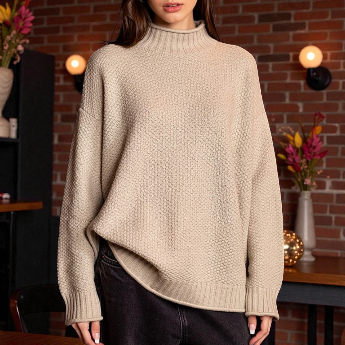 Gerippter Rollkragenpullover aus dicker Maschenware – Produktansicht 1