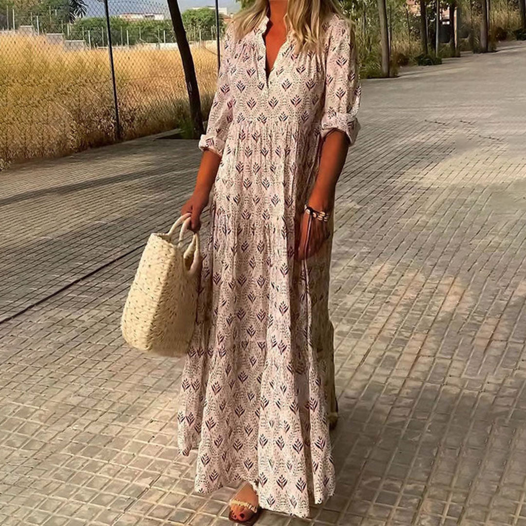 Bequemes Boho-Kleid mit V-Ausschnitt – Produktansicht 3