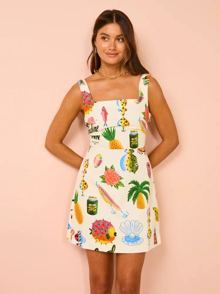 Bequemes Kleid im tropischen Design – Produktansicht 1