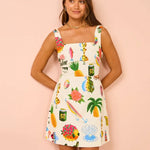 Bequemes Kleid im tropischen Design – Produktansicht 1