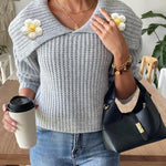 Eleganter Pullover mit verspieltem Blütenkragen – Produktansicht 12