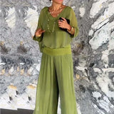 Elegantes Hosen-Set mit V-Ausschnitt – Produktansicht 4