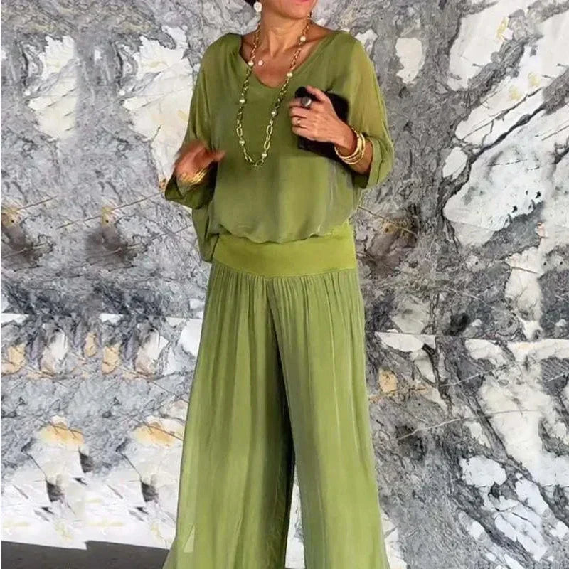 Elegantes Hosen-Set mit V-Ausschnitt – Produktansicht 13