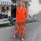 Elegantes Set aus Oberteil und Hose im Boho-Stil – Produktansicht 3