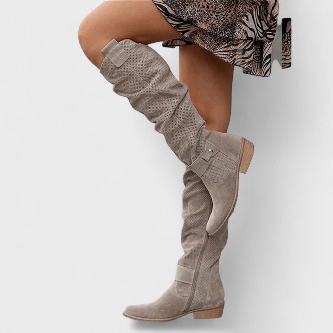 Bequeme Overknee-Stiefel aus Leder – Produktansicht 1