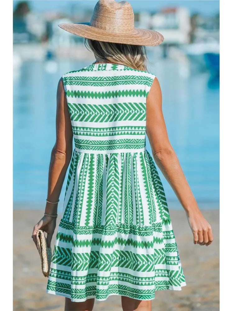 Bequemes Sommerkleid mit geometrischem Muster – Produktansicht 3