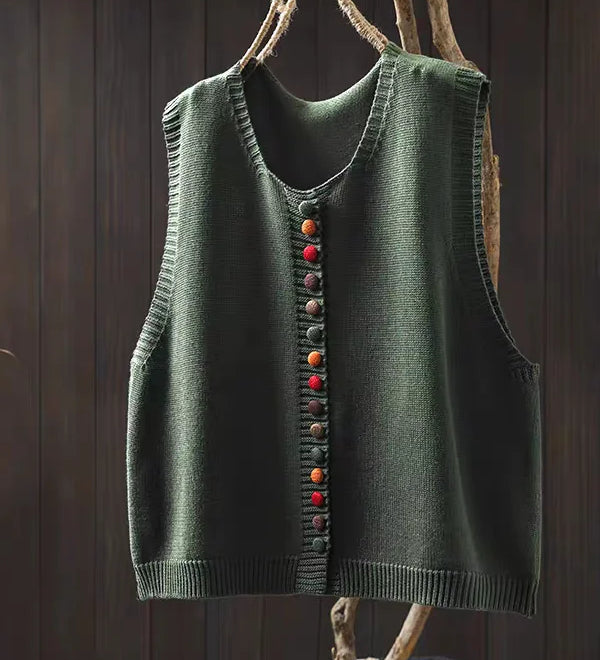 Weite Strickweste mit V-Ausschnitt und kurzen Ärmeln – Produktansicht 5