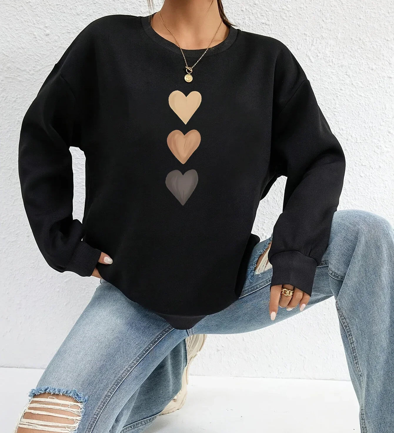 Sweatshirt mit verspieltem Herzchen-Print – Produktansicht 2