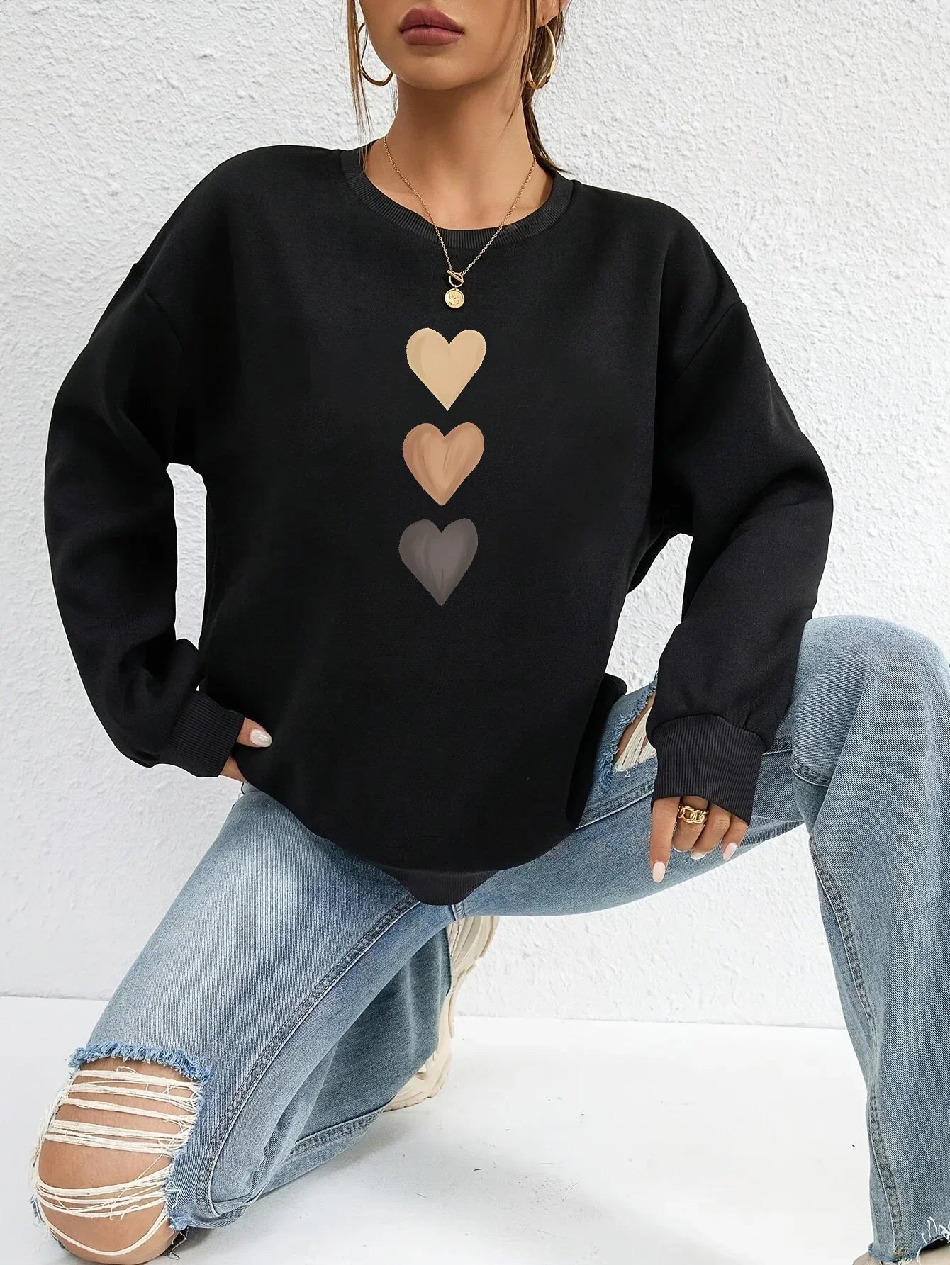 Sweatshirt mit verspieltem Herzchen-Print – Produktansicht 2
