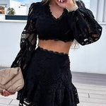 Elegantes zweiteiliges Ensemble mit Spitzendetails – Produktansicht 1