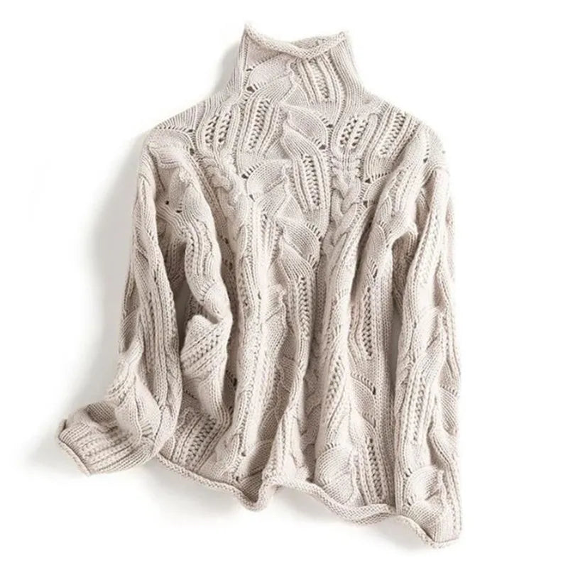 Pullover mit Stehkragen und Zopfstrickmuster – Produktansicht 6