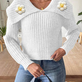 Eleganter Pullover mit verspieltem Blütenkragen – Produktansicht 6