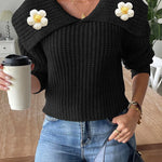 Eleganter Pullover mit verspieltem Blütenkragen – Produktansicht 4