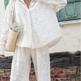 Elegantes Set aus Oberteil und Hose mit feiner Stickerei – Produktansicht 7