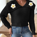 Eleganter Pullover mit verspieltem Blütenkragen – Produktansicht 3