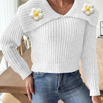 Eleganter Pullover mit verspieltem Blütenkragen – Produktansicht 8